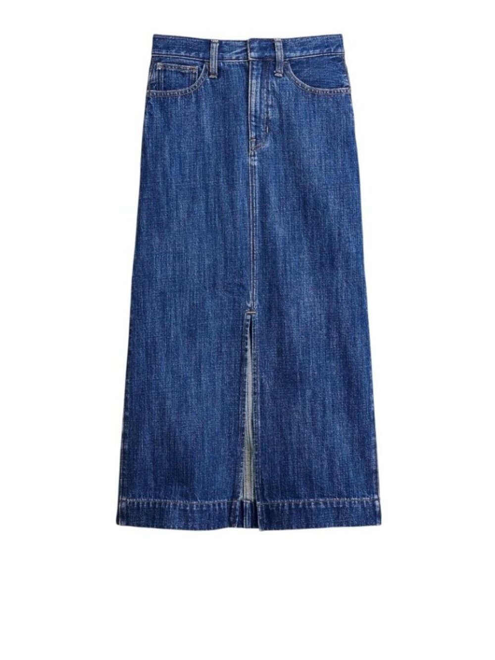 J.Crew 2024 Womens Denim Midi pencil Skirt Front Slit 100% Cotton Size 2